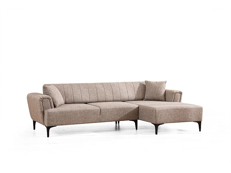 Canapé d'angle à droite convertible Devinos Tissu Taupe