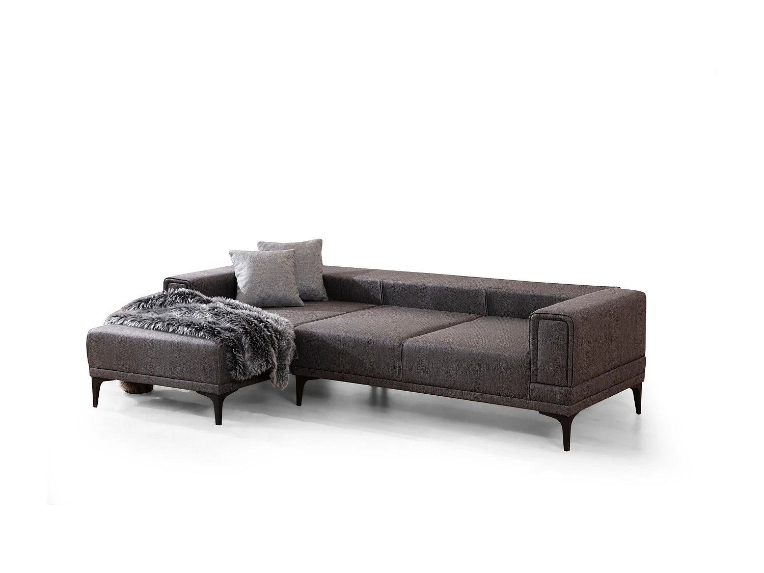 Canapé d'angle convertible méridienne à gauche Vertice Tissu toile Gris foncé