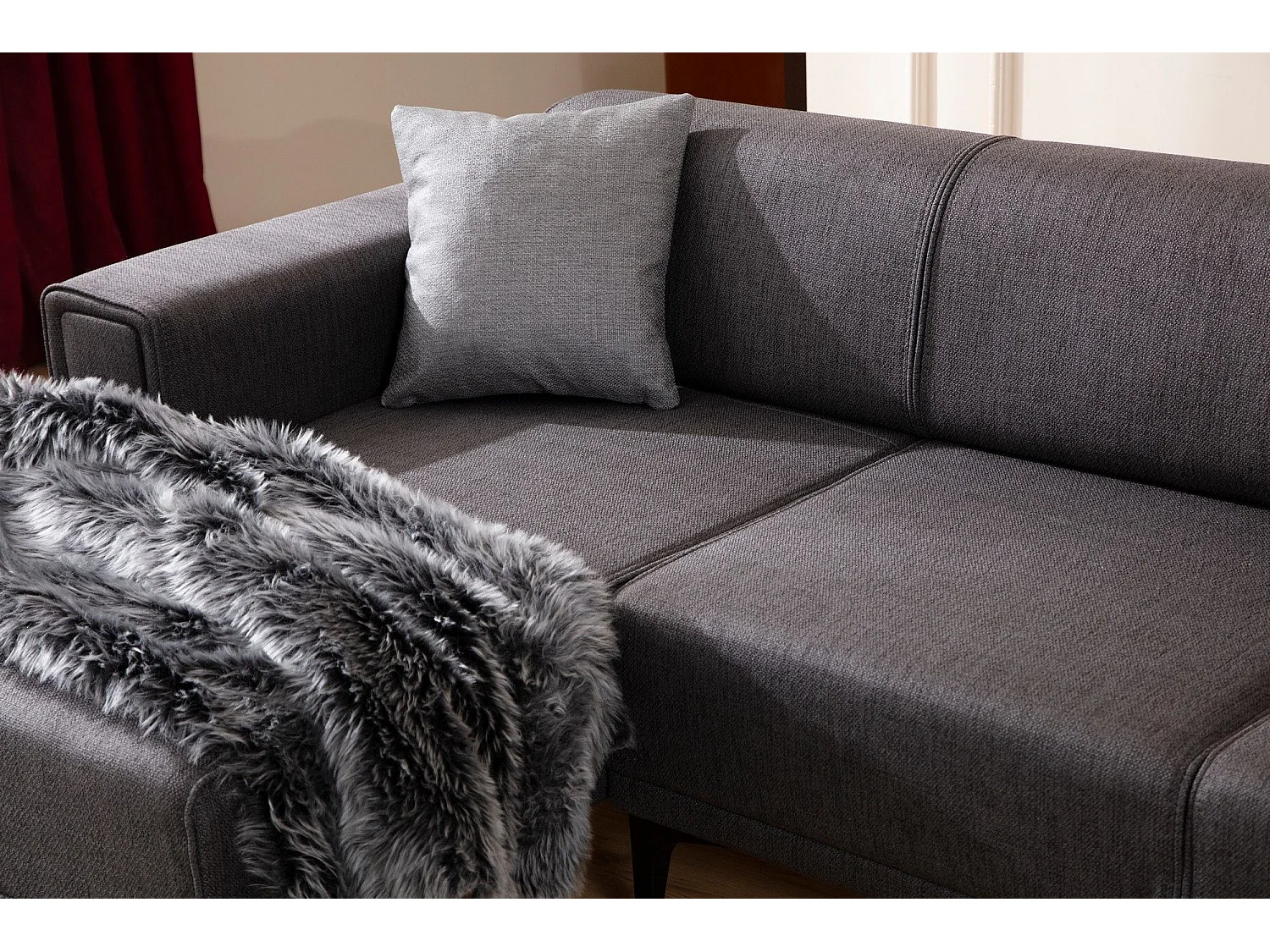 Canapé d'angle convertible méridienne à gauche Vertice Tissu toile Gris foncé