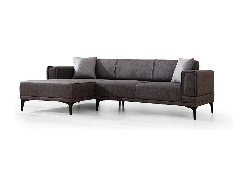 Canapé d'angle convertible méridienne à gauche Vertice Tissu toile Gris foncé