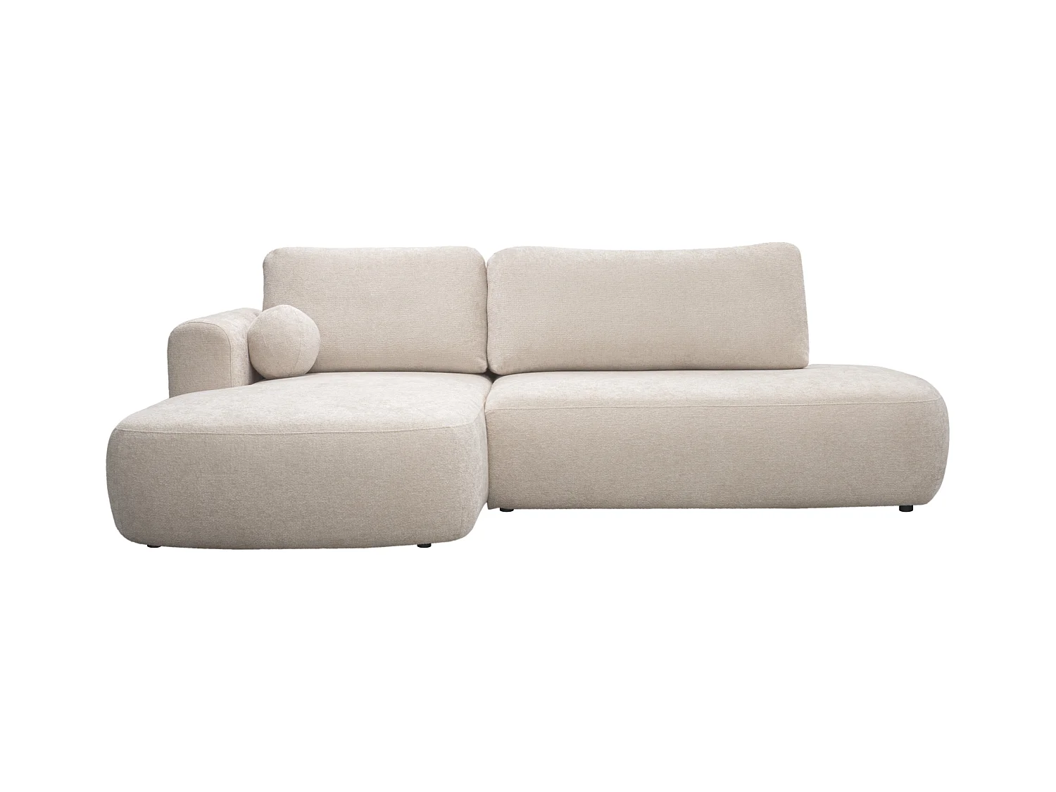 Canapé d'angle droit convertible en tissu chenille beige BROCARO de Maison Céphy