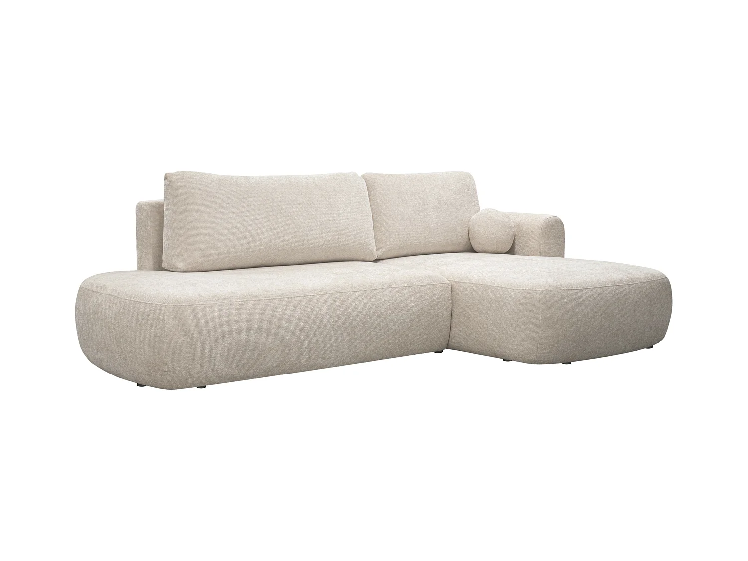 Canapé d'angle droit convertible en tissu chenille beige BROCARO de Maison Céphy