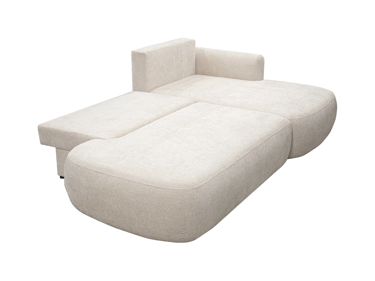 Canapé d'angle droit convertible en tissu chenille beige BROCARO de Maison Céphy
