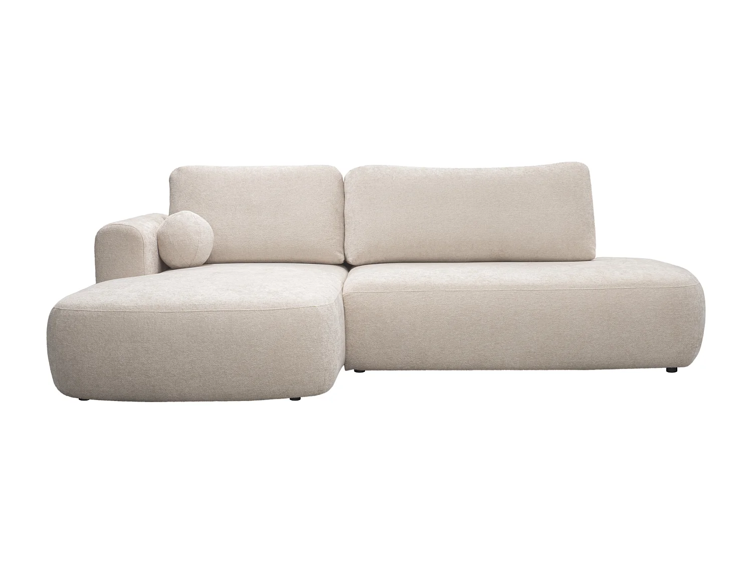 Ecksofa mit Schlaffunktion - Ecke rechts - Chenille-Stoff - Beige - BROCARO von Maison Céphy