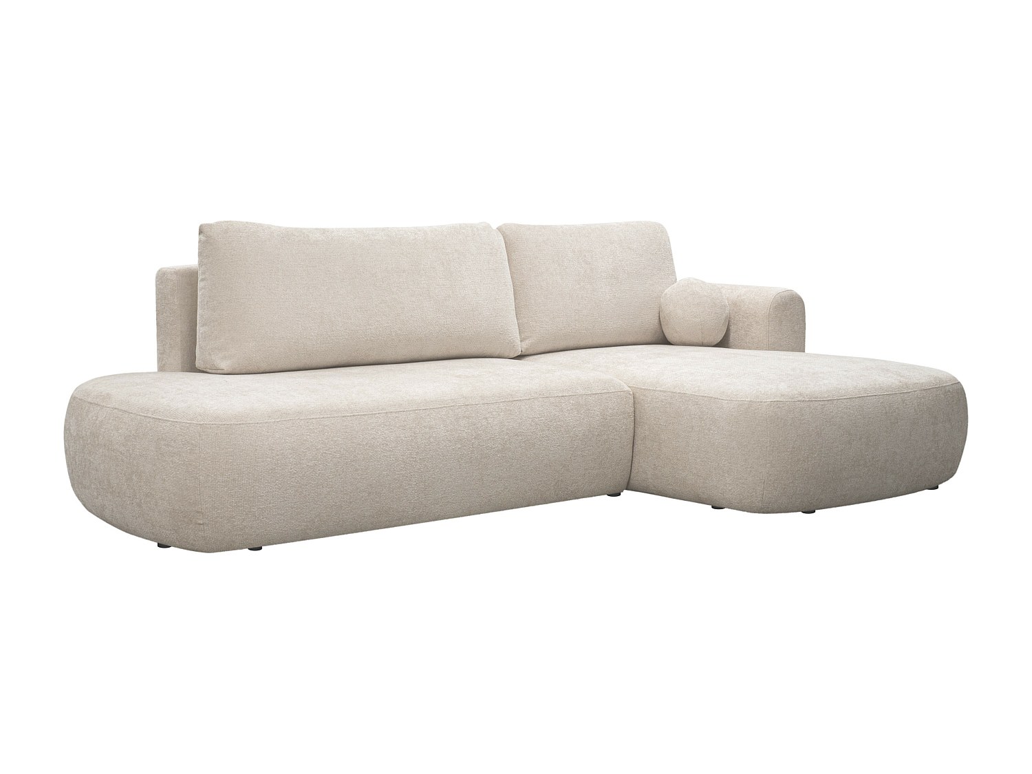 Ecksofa mit Schlaffunktion - Ecke rechts - Chenille-Stoff - Beige - BROCARO günstig online kaufen