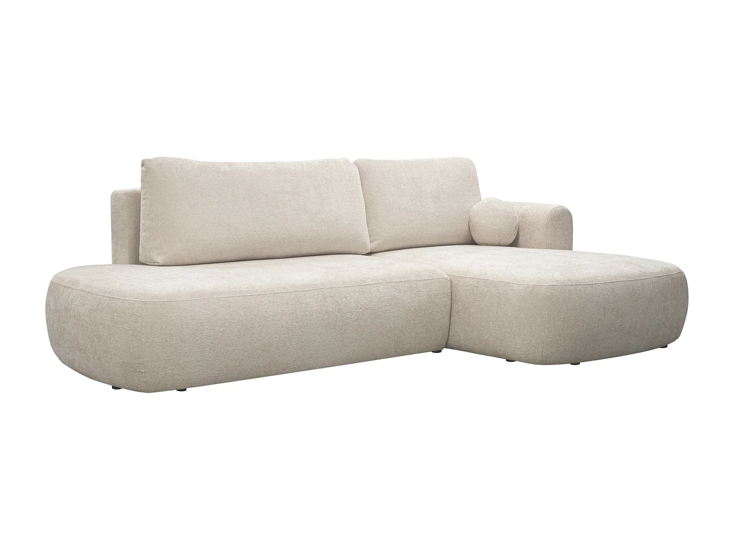 Ecksofa mit Schlaffunktion - Ecke rechts - Chenille-Stoff - Beige - BROCARO von Maison Céphy