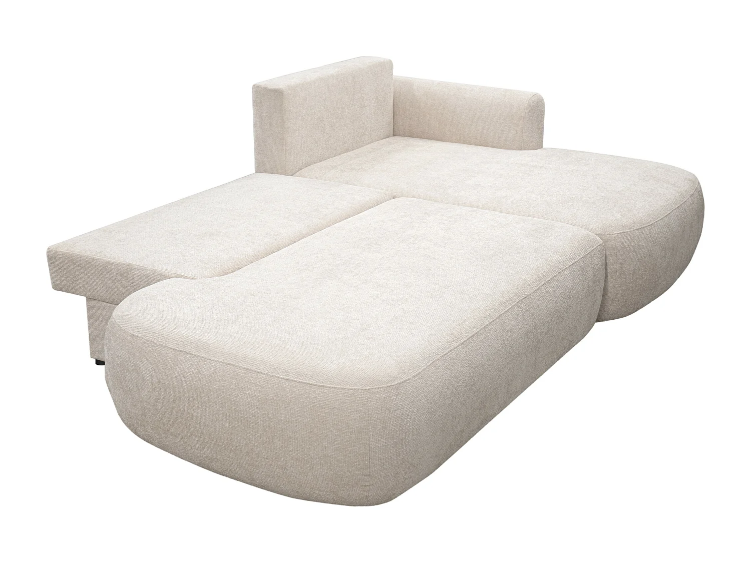 Ecksofa mit Schlaffunktion - Ecke rechts - Chenille-Stoff - Beige - BROCARO von Maison Céphy
