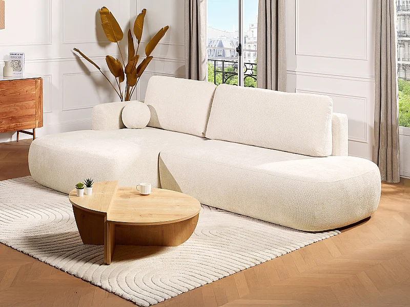 Divano letto angolo a sinistra in Tessuto ciniglia Beige - BROCARO della Maison Céphy