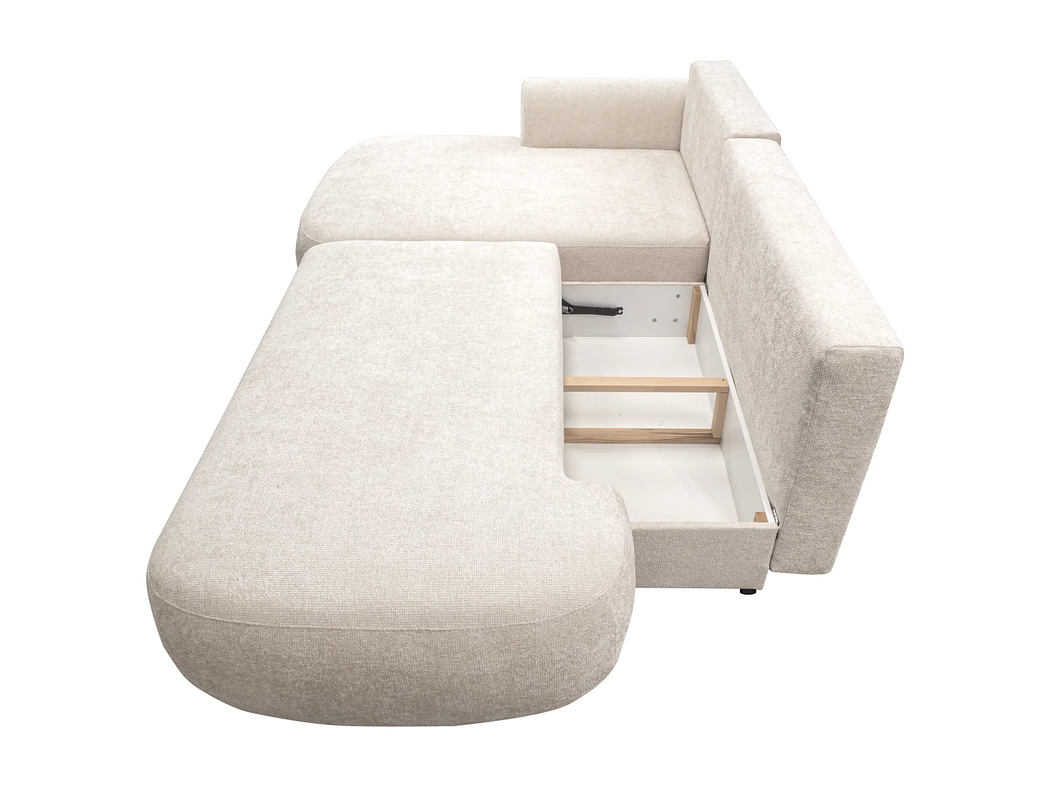 Divano letto angolo a sinistra in Tessuto ciniglia Beige - BROCARO della Maison Céphy