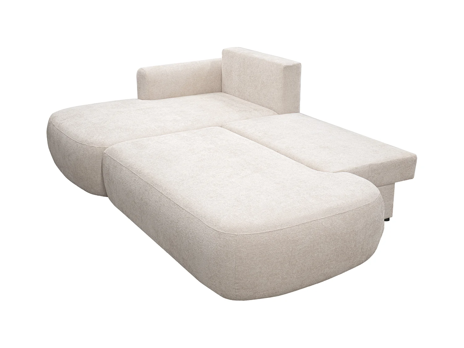 Canapé d'angle gauche convertible en tissu chenille beige BROCARO de Maison Céphy