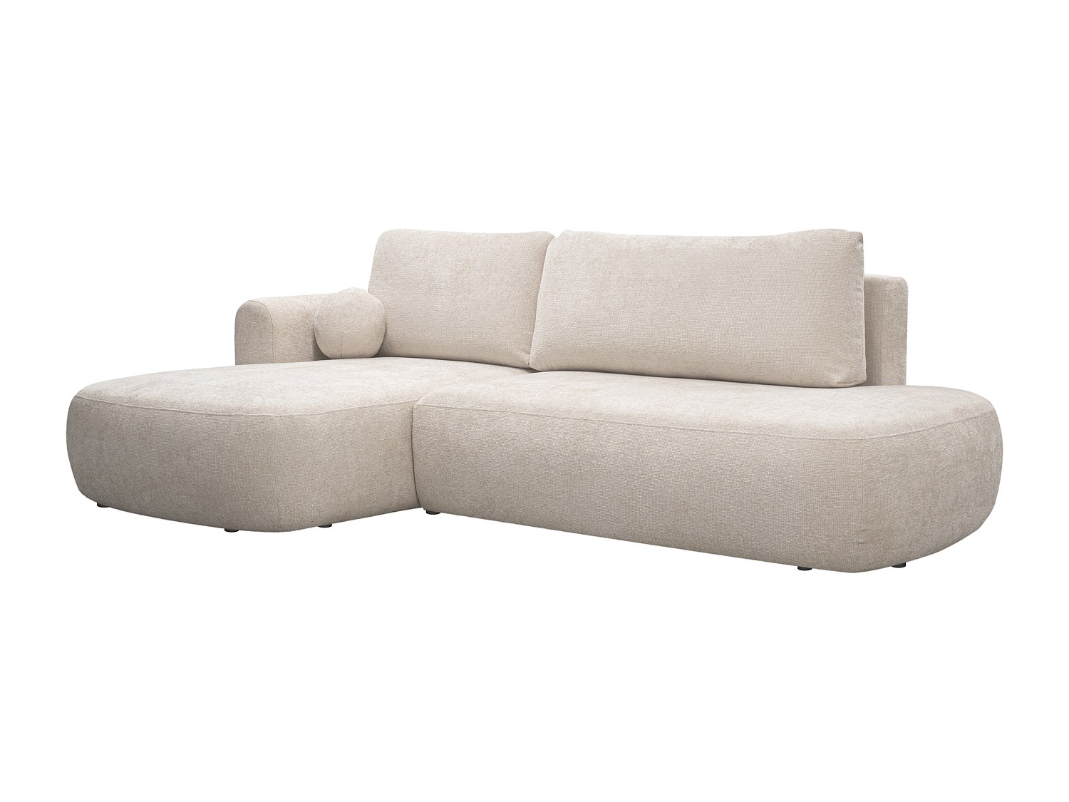 Ecksofa mit Schlaffunktion - Ecke links - Chenille-Stoff - Beige - BROCARO günstig online kaufen