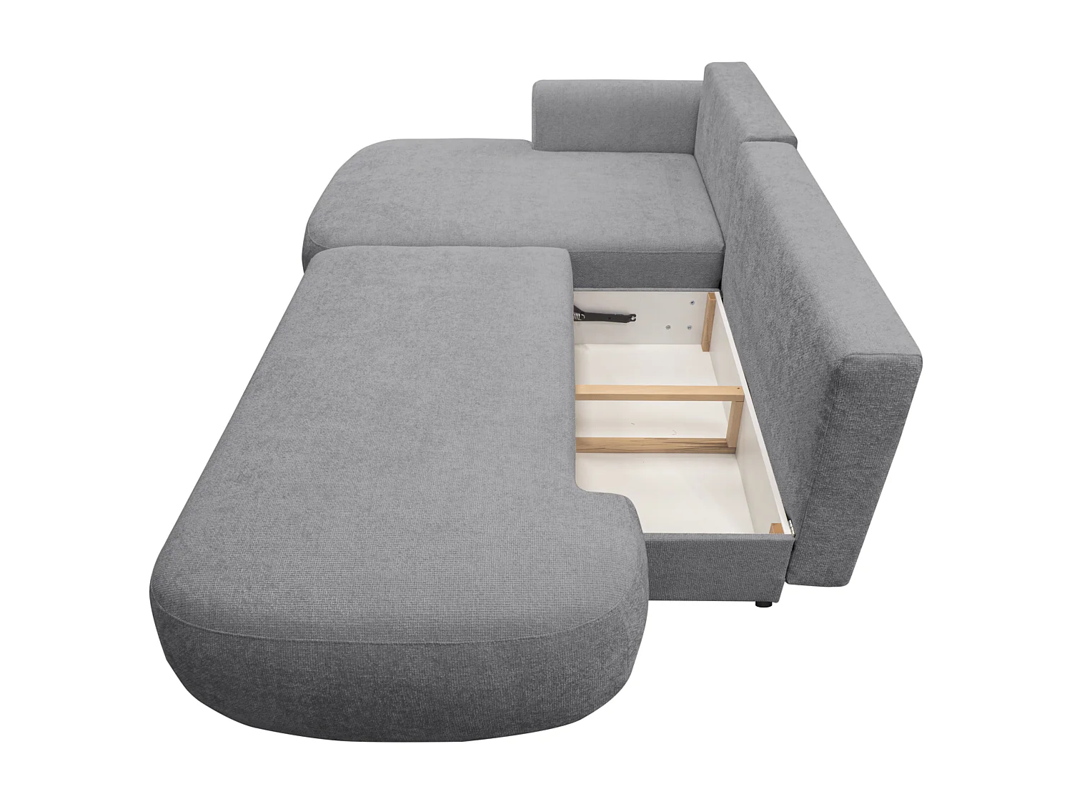 Vänstervänd bäddsoffa i grått chenille-tyg BROCARO från Maison Céphy