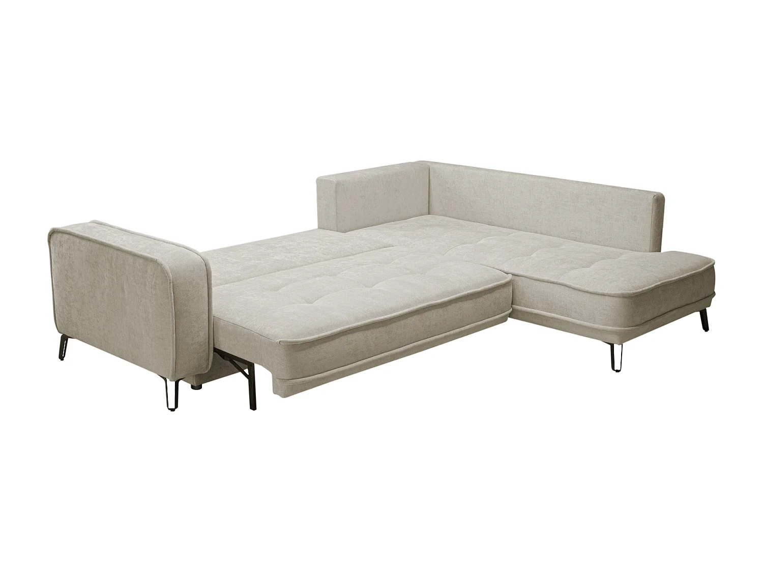 Höger hörnsoffa med sovfunktion i beigt tyg BALCORIA från Maison Céphy