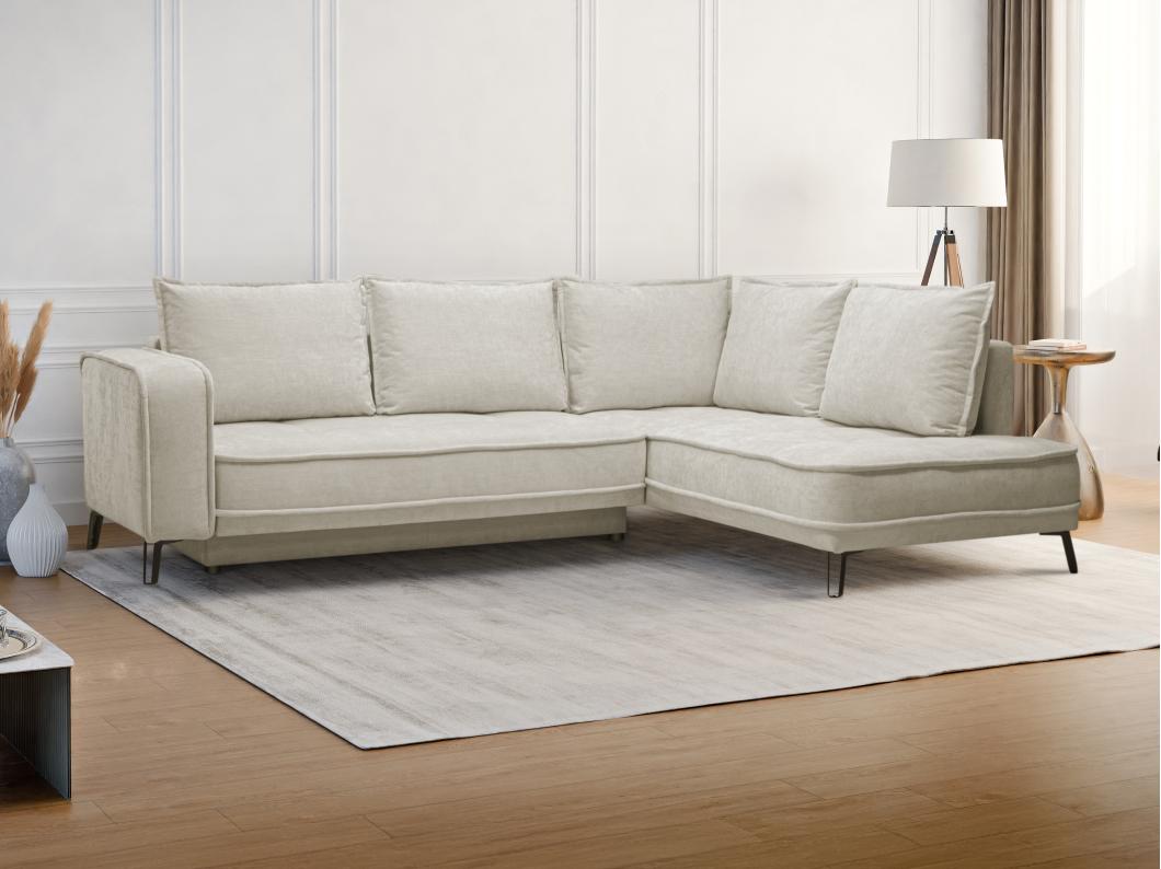 Ecksofa mit Schlaffunktion - Ecke rechts - Stoff - Beige - BALCORIA von Maison Céphy