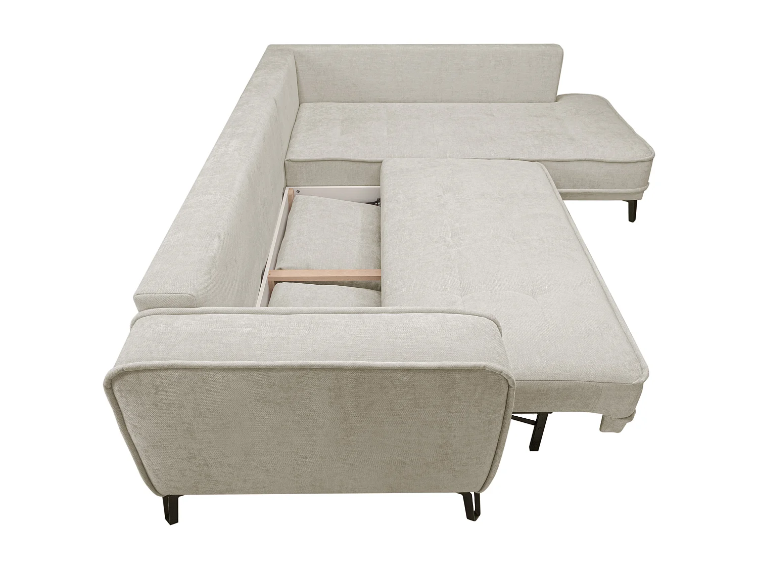 Vänstervänd bäddsoffa i beige tyg BALCORIA från Maison Céphy