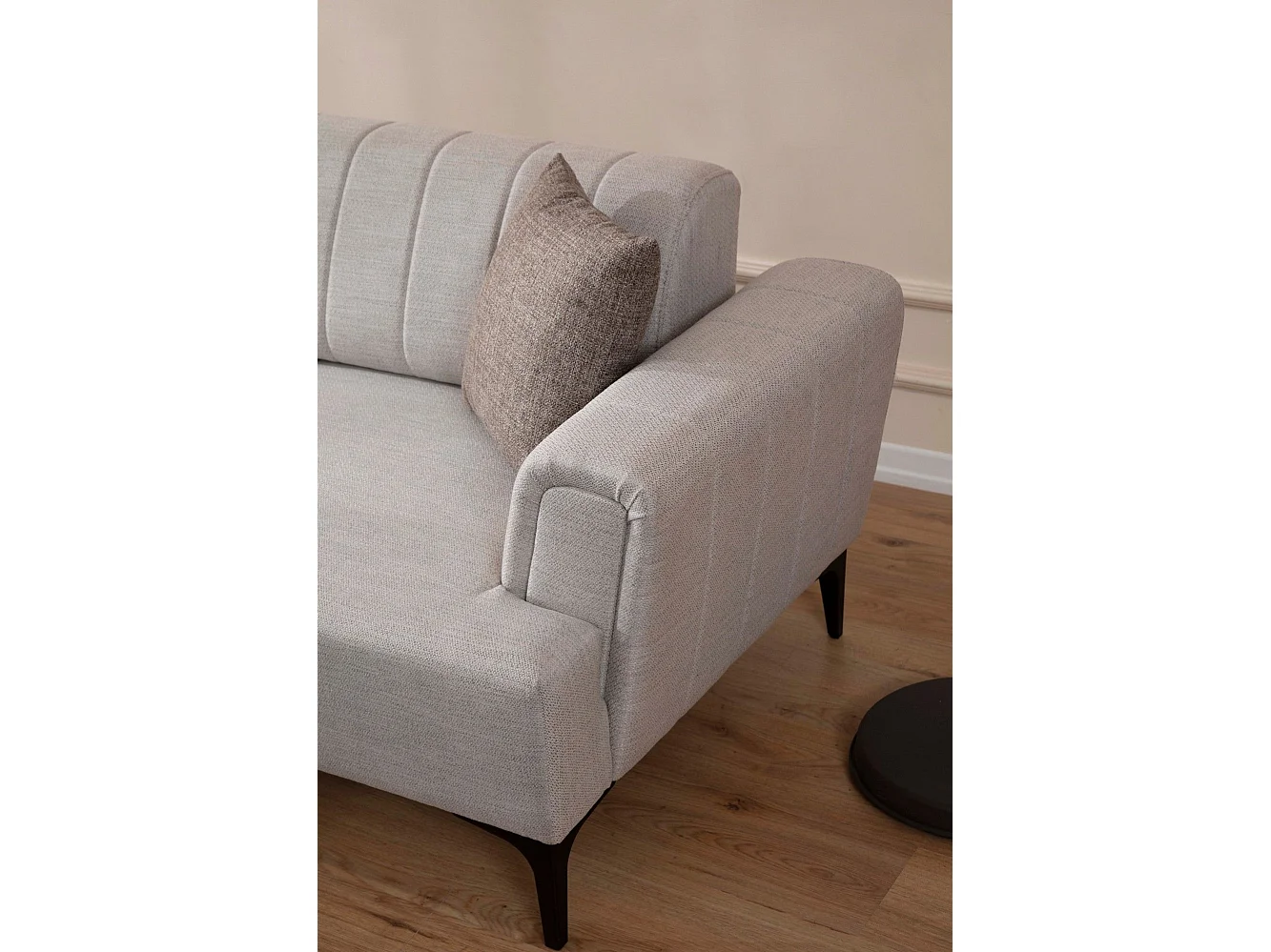 Canapé d'angle à gauche convertible Devinos Tissu Écru