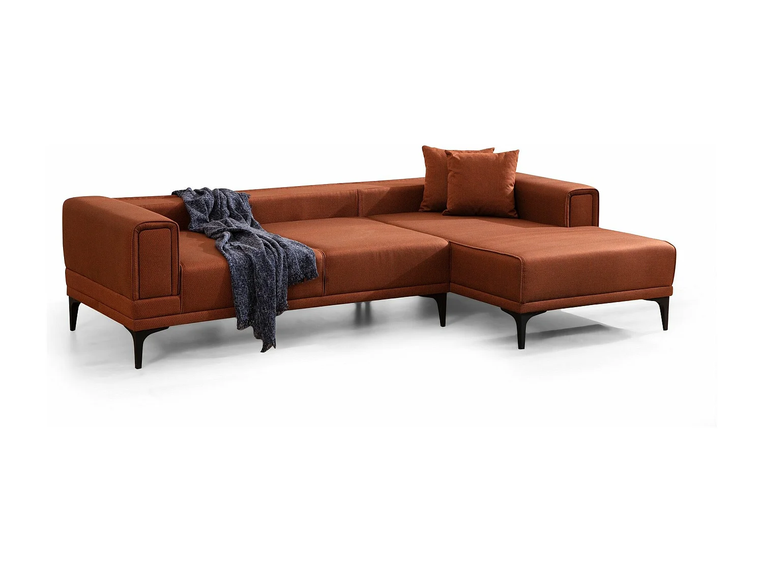 Canapé d'angle convertible méridienne à droite Vertice Tissu toile Rouge brique