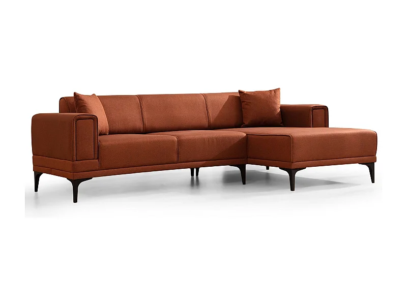 Canapé d'angle convertible méridienne à droite Vertice Tissu toile Rouge brique