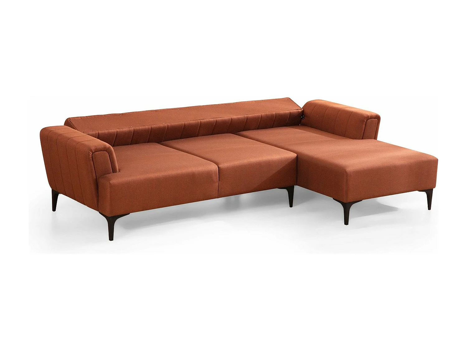 Canapé d'angle à droite convertible Devinos Tissu Rouge brique