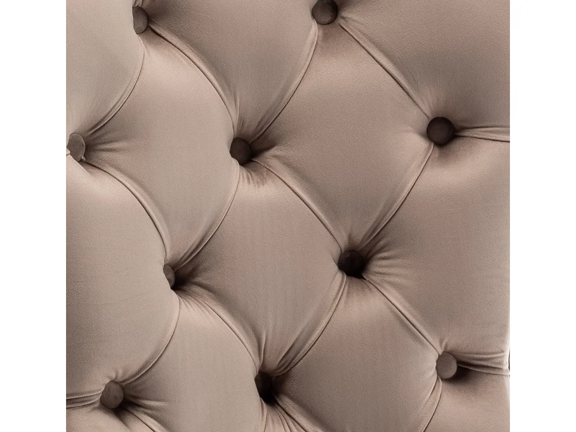 Chaise design velours capitonné clouté et pieds acier chromé Kazar - Lot de 2-Couleur Beige foncé