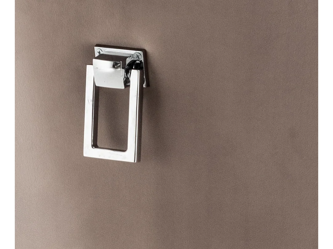 Chaise design velours capitonné clouté et pieds acier chromé Kazar - Lot de 2-Couleur Beige foncé