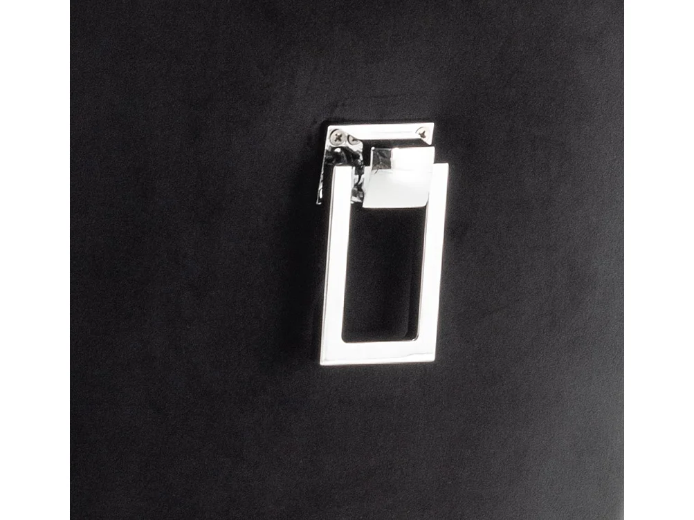 Chaise design velours capitonné clouté et pieds acier chromé Kazar - Lot de 2-Couleur Noir