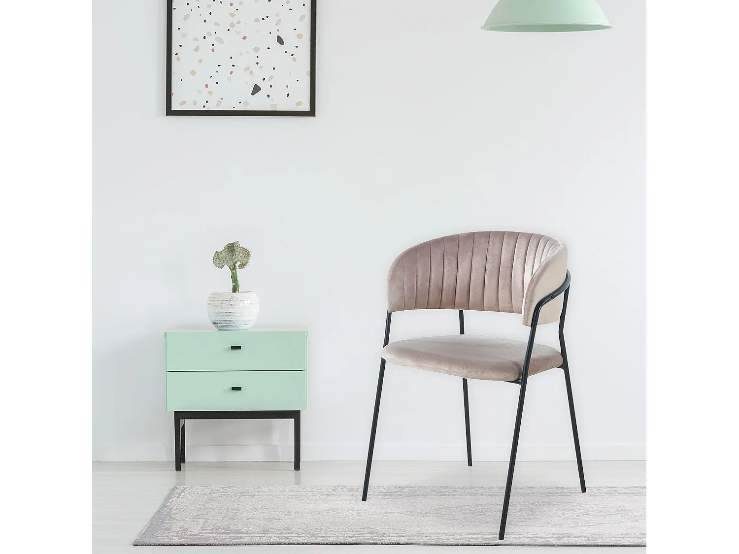 Lot de 4 chaises Tabata Métal Noir et Velours Taupe