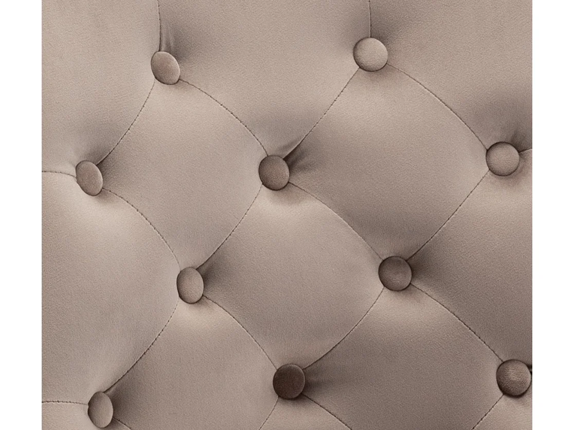 Chaise capitonnée velours avec anneau d'un lion au dos et pieds métal doré Elena - Lot de 2-Couleur Beige foncé