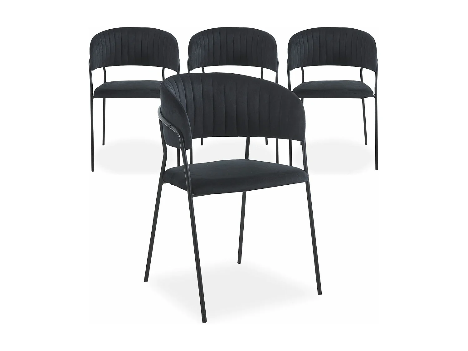 Lot de 4 chaises Tabata Métal Noir et Velours Noir