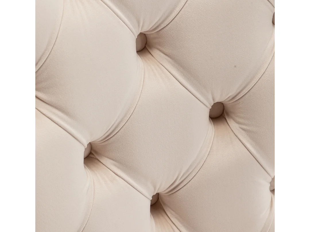 Chaise design velours capitonné clouté et pieds acier doré Kazar - Lot de 2-Couleur Beige clair