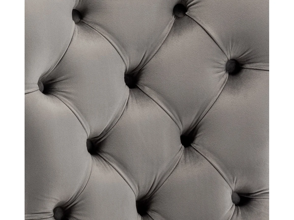 Chaise design velours capitonné clouté et pieds acier chromé Kazar - Lot de 2-Couleur Gris foncé