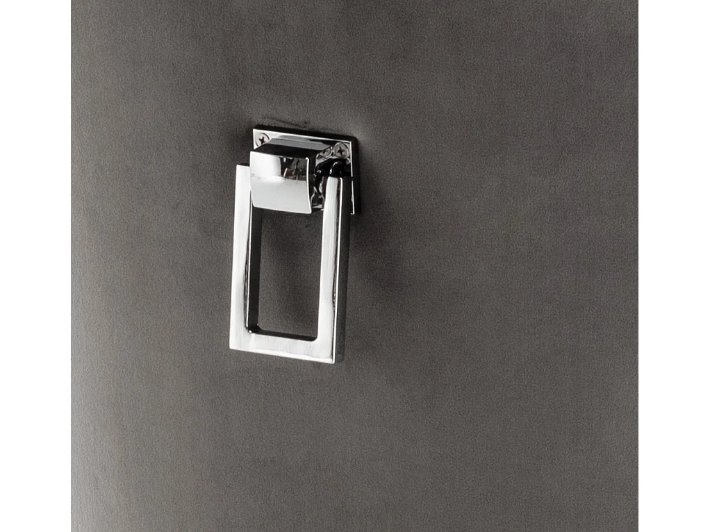 Chaise design velours capitonné clouté et pieds acier chromé Kazar - Lot de 2-Couleur Gris foncé