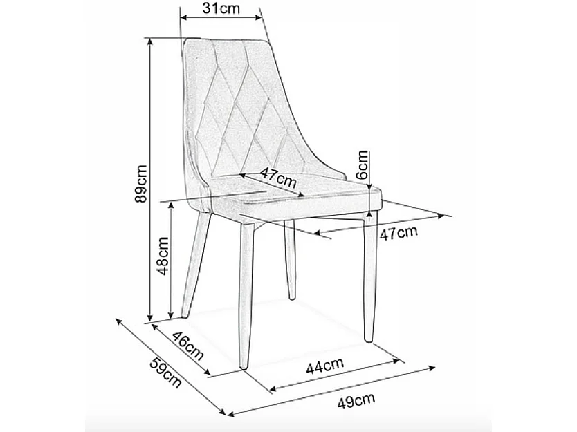 Krzesło tapicerowane TRIX B VELVET szare