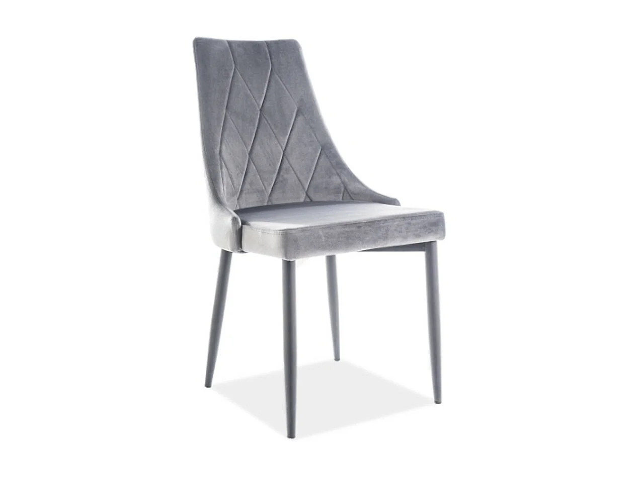 Chaise en velours matelassé velours et pieds métal noir karox - Lot de 4-Couleur Gris clair