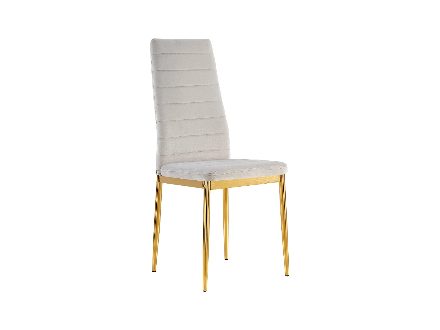 Chaise velours beige matelassé et pieds acier doré Roba - Lot de 6