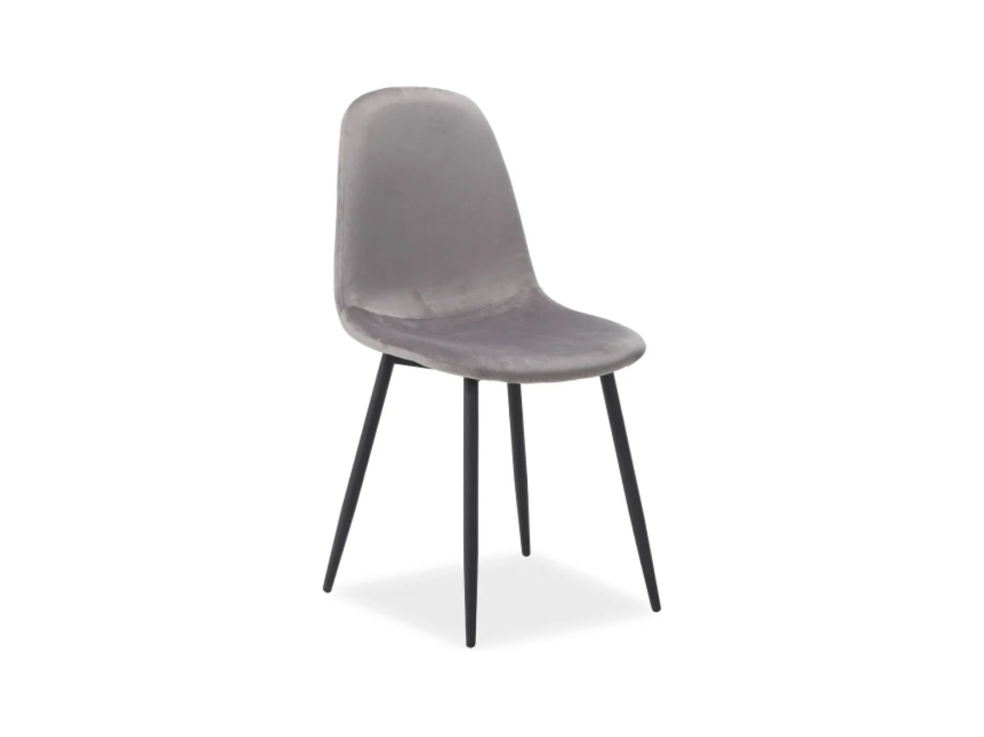 Chaise velours et pieds métal noir Kinze - Lot de 4-Couleur Gris clair
