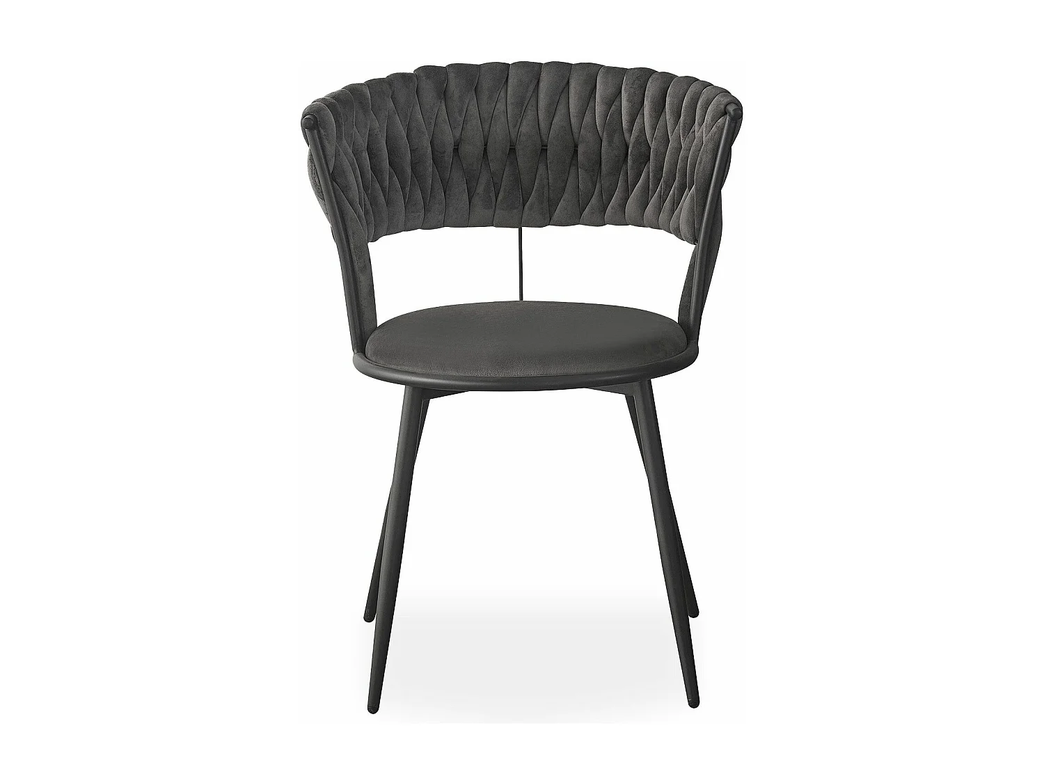 Lot de 2 chaises design au dossier arrondi style maillage Varadian Velours Gris et Métal Noir