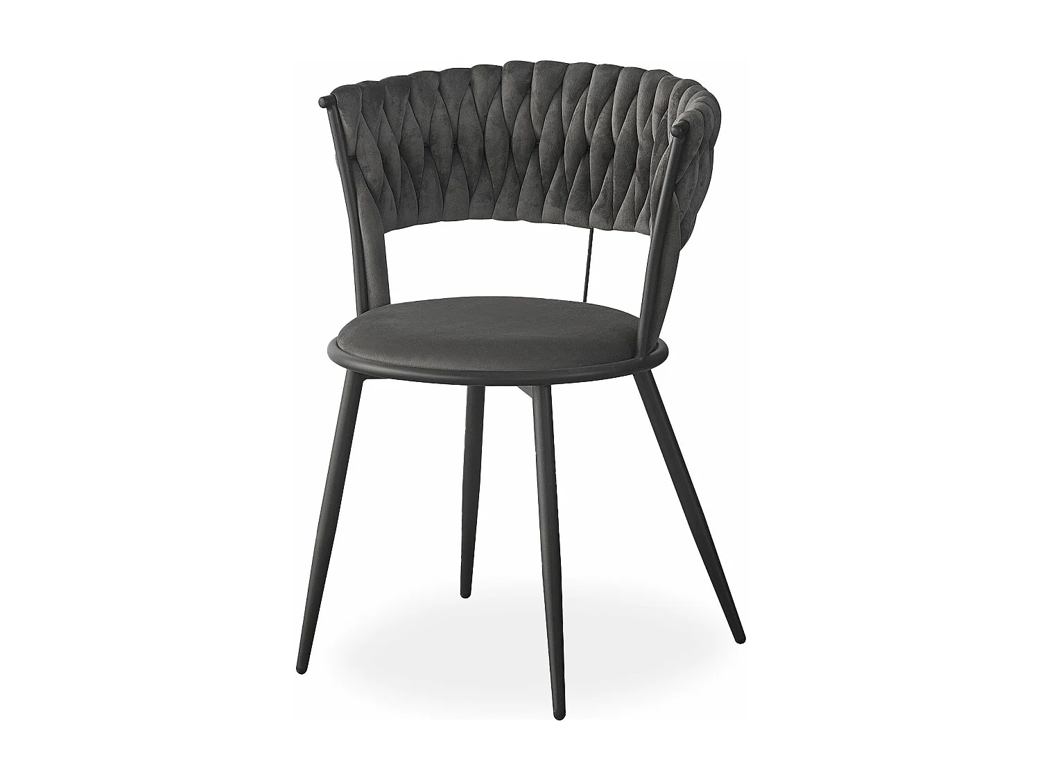 Lot de 2 chaises design au dossier arrondi style maillage Varadian Velours Gris et Métal Noir