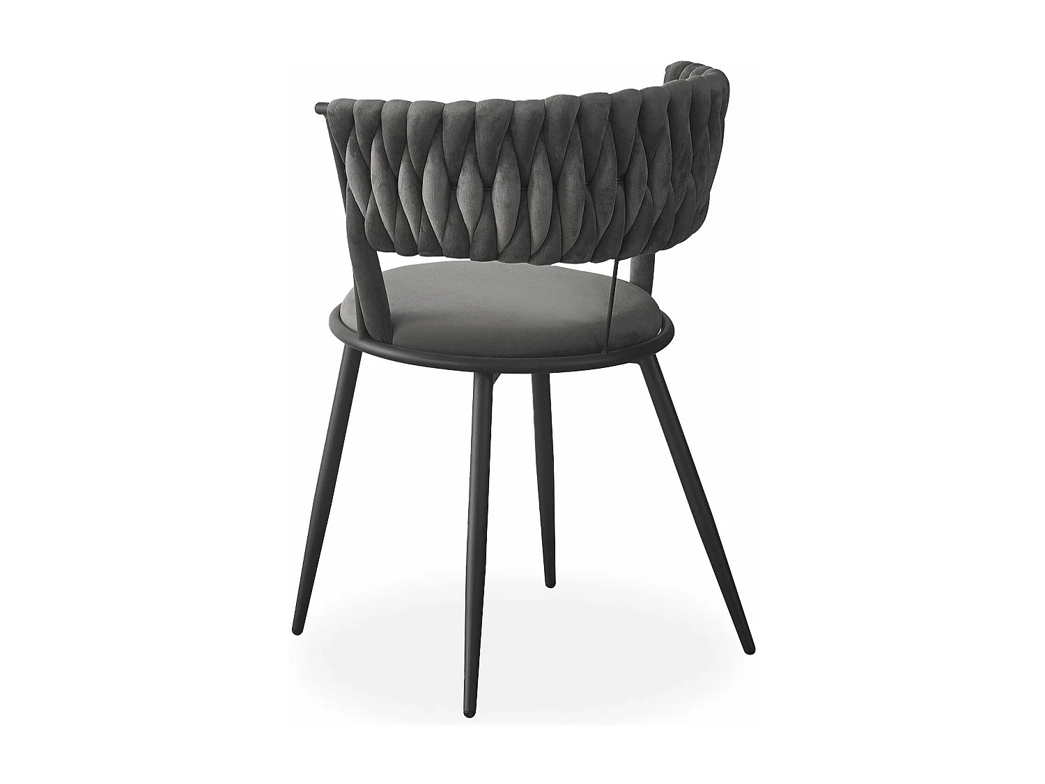 Lot de 2 chaises design au dossier arrondi style maillage Varadian Velours Gris et Métal Noir