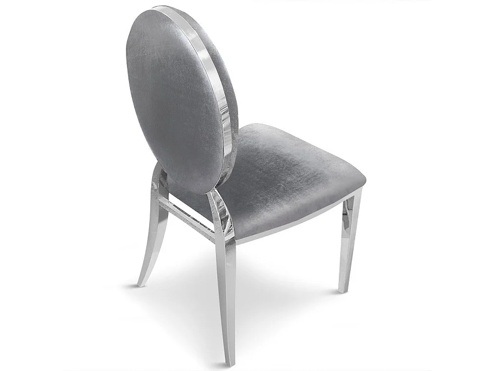 Lot de 8 chaises médaillon Sofia Velours Argent