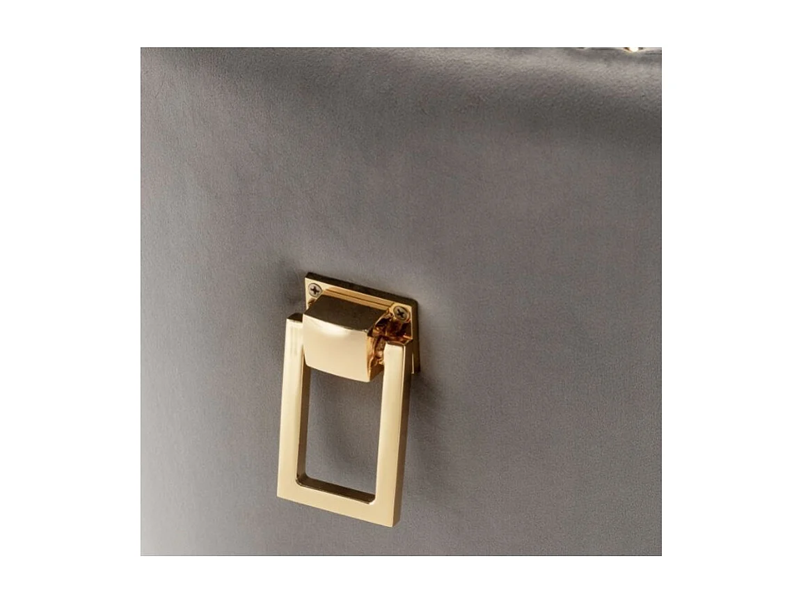 Chaise design velours capitonné clouté et pieds acier doré Kazar - Lot de 2-Couleur Gris foncé