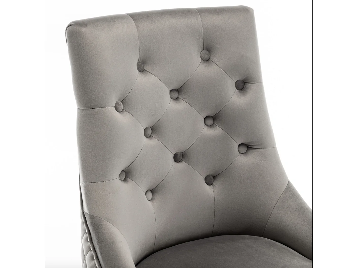 Chaise capitonnée velours avec anneau au dos et pieds métal chromé Royal - Lot de 2-Gris foncé