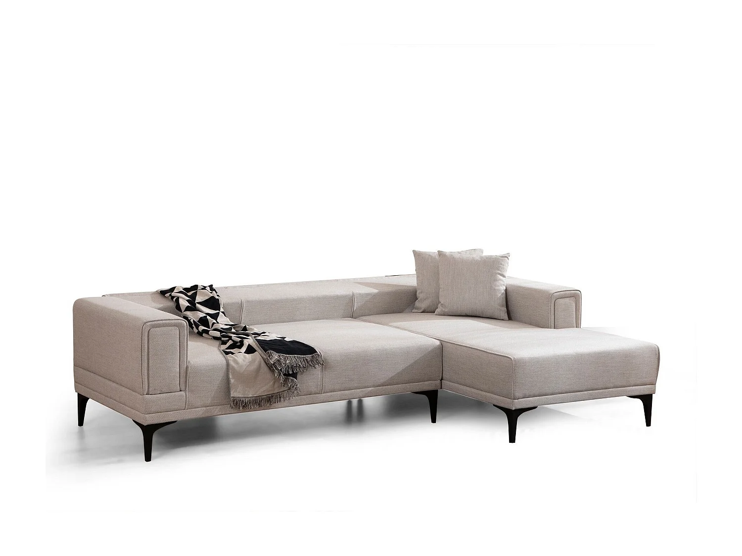 Canapé d'angle convertible méridienne à droite Vertice Tissu toile Beige