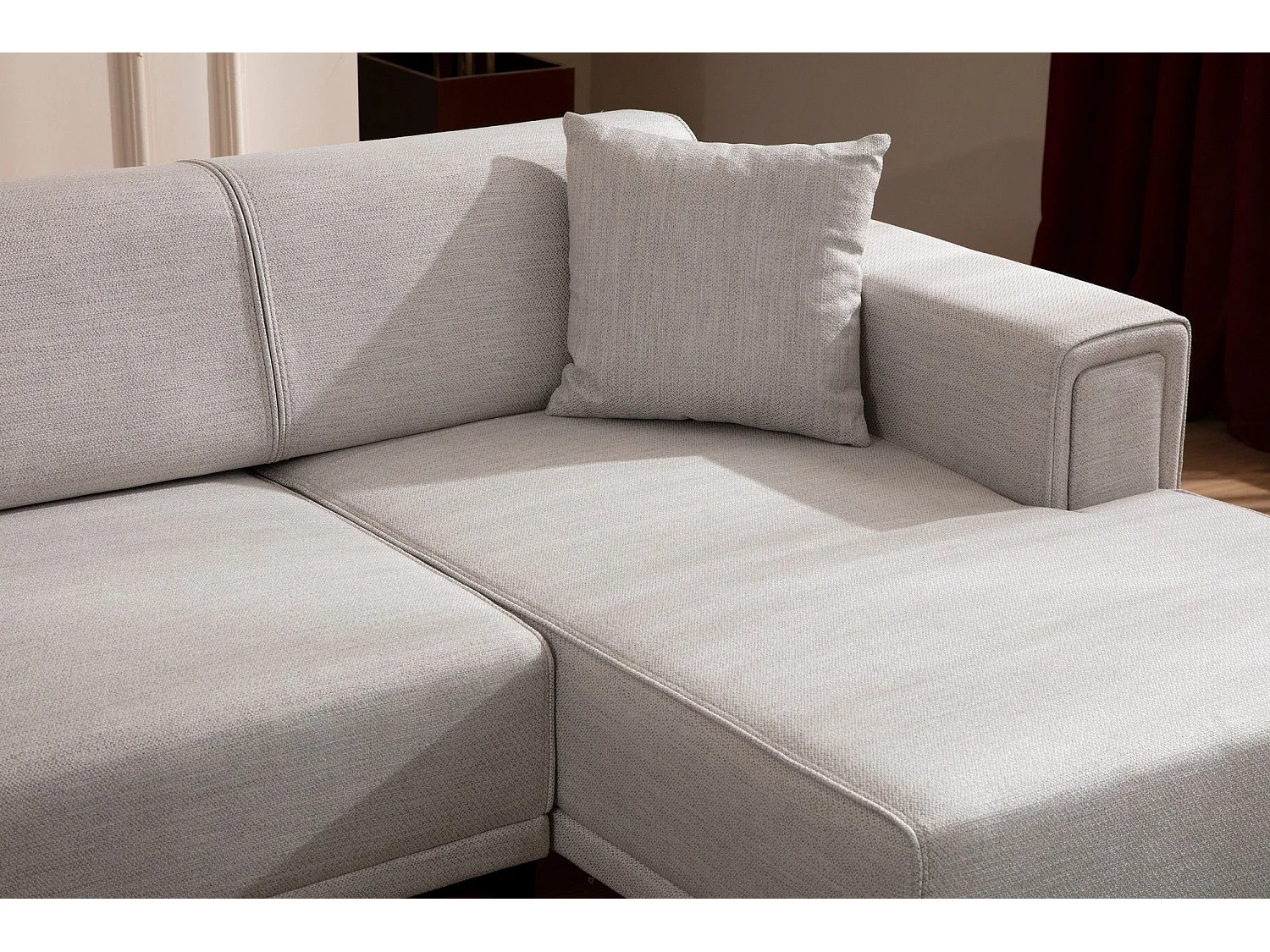 Canapé d'angle convertible méridienne à droite Vertice Tissu toile Beige