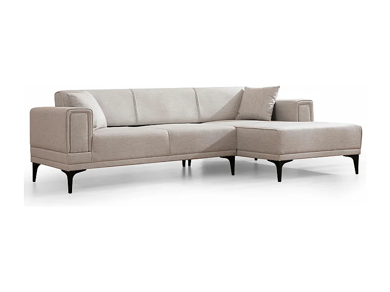 Canapé d'angle convertible méridienne à droite Vertice Tissu toile Beige