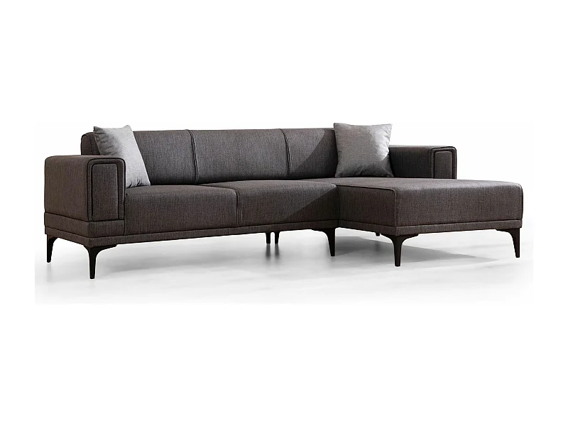 Canapé d'angle convertible méridienne à droite Vertice Tissu toile Gris foncé