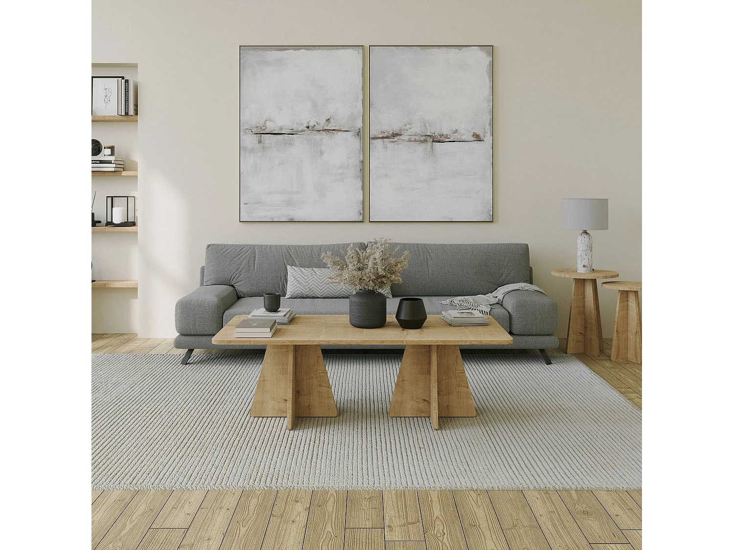 Table basse moderne Ralio L120cm Chêne clair