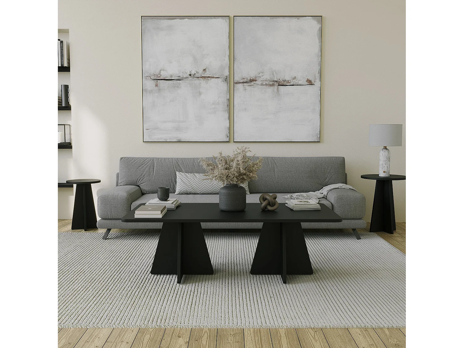 Ensemble meubles de salon moderne Ralio 4 pièces Noir