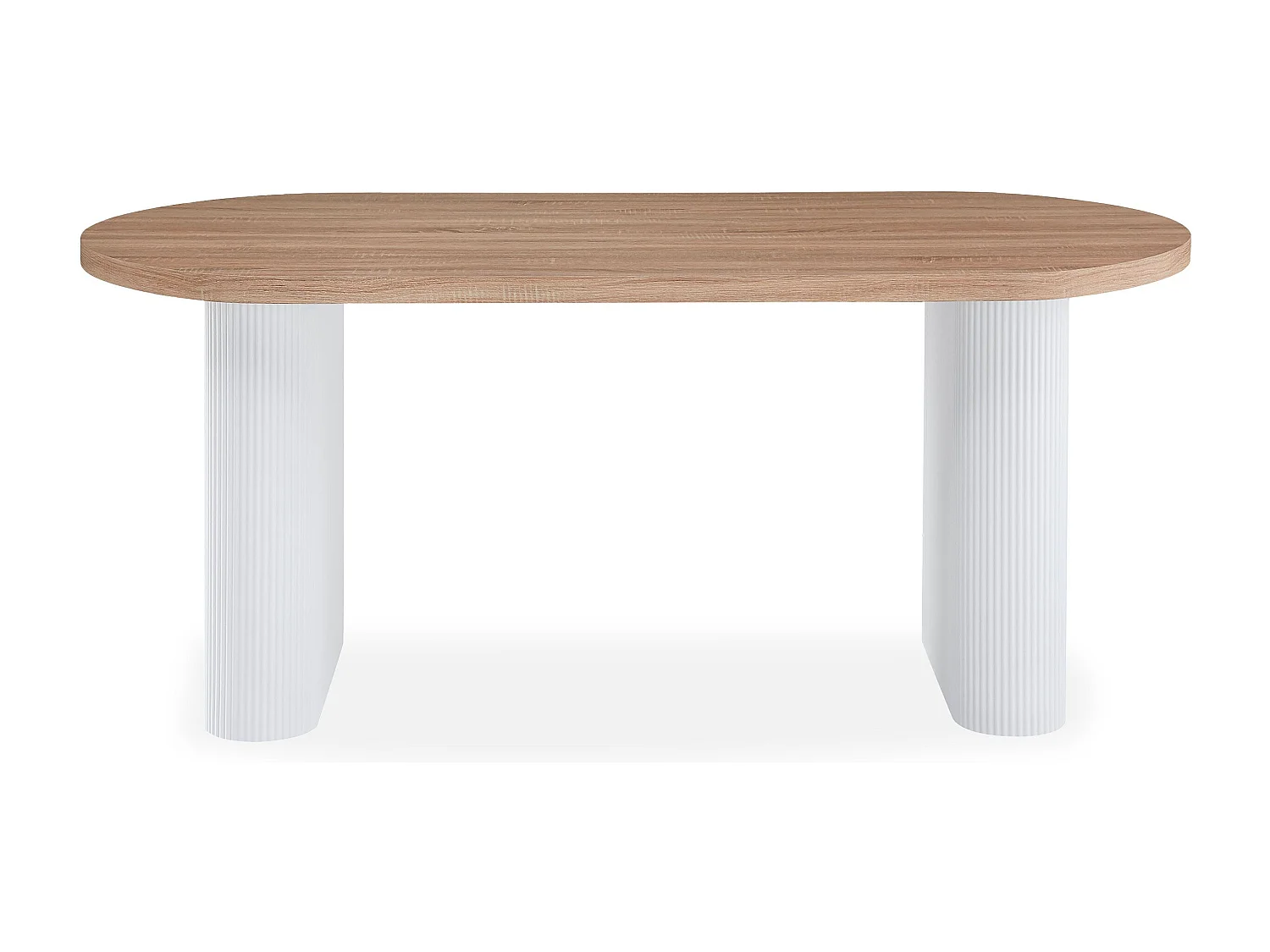 Table ovale Burundi avec pieds design style colonnes Bois Sonoma et Blanc