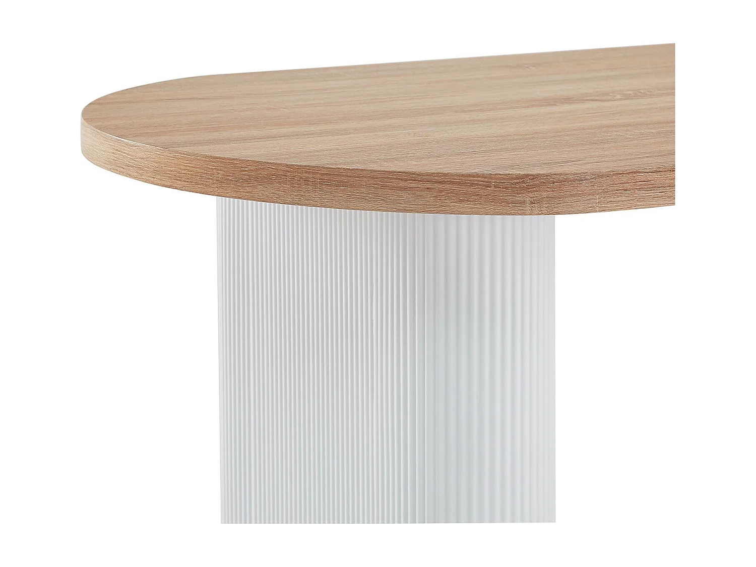 Table ovale Burundi avec pieds design style colonnes Bois Sonoma et Blanc